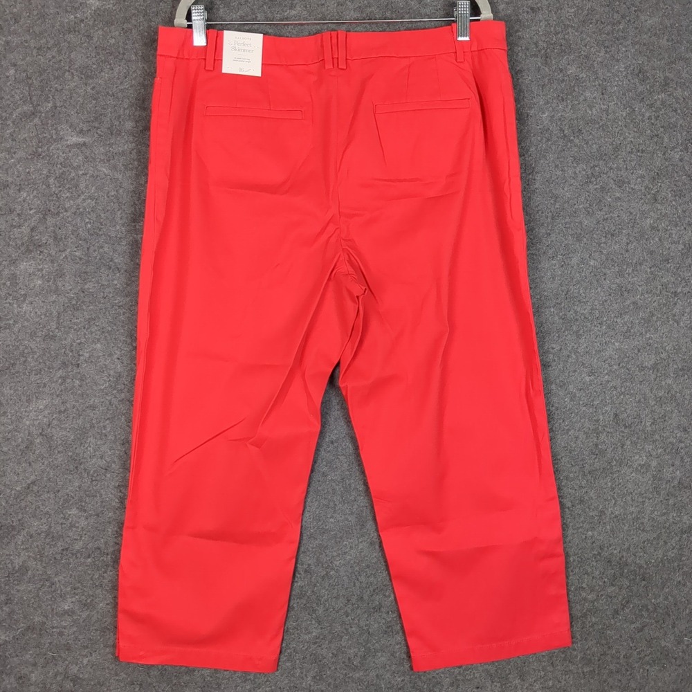 Talbots Perfect Skimmer Pants Womens 16 Red Cropped Capri Button Cuff NEW‎ - Picture 7 of 16